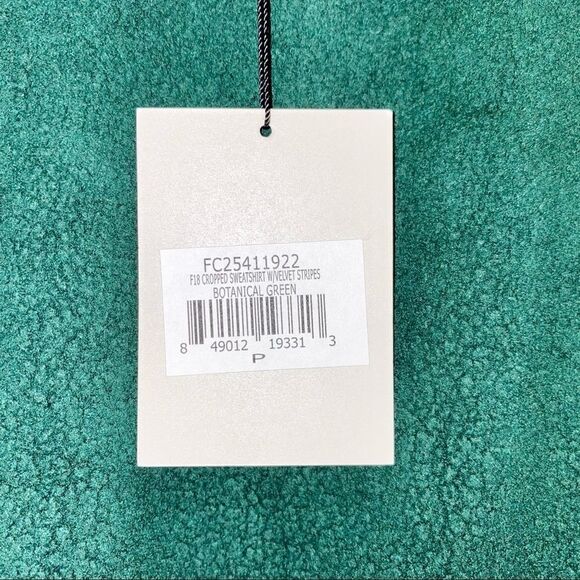 Pam & Gela Cropped Sweatshirt Velvet Stripes Green - Picture 10 of 16